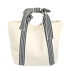 [ハルジオ] 帆布 トートバッグ レディース トート 帆布バッグ ハンドバッグ デイバッグ キャンバス 手提げ バック 黒 白 ブラック ホワイト おしゃれ かわいい 鞄 かばん トートバック お洒落 可愛い シンプル 人気 トレンド (ホワイト [ホワイト]