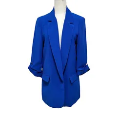 古着 ザラ ZARA ロールアップスリーブブレザー ジャケット クリーニング済み ロイヤルブルー レディース Mサイズ