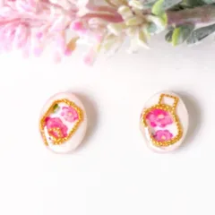 no.521　レジン　お花　小窓　パール　ピアス　イヤリング　ハンドメイド