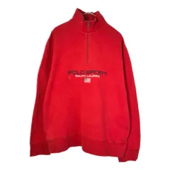 90年代 POLO SPORT ポロスポーツ ラルフローレン ハーフジップ スウェット レッド(メンズ XL)中古 古着 X4101