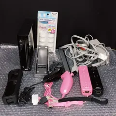 【D13251】（中古品）Wii 本体 ブラック リモコンプラス ヌンチャク 付