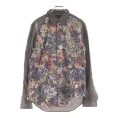 Paul Smith (ポールスミス) フローラルデザイン ストライプ柄切り替え ウィングカラー 長袖シャツ マルチ