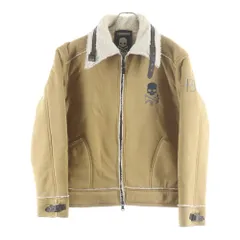 HYDROGEN (ハイドロゲン) H2J スカルロゴ ネックベルト ジップアップムートンジャケット ベージュ