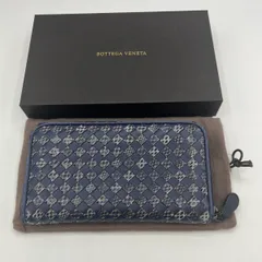 ◎◎BOTTEGA VENETA ボッテガヴェネタ イントレチャート パイソン×レザー ラウンドファスナー 長財布 S01921363V  ネイビー