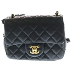CHANEL (シャネル) ミニマトラッセ フリル チェーンショルダーバッグ ブラック ラムスキン ゴールド金具