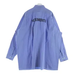 VETEMENTS (ヴェトモン) 18SS バックロゴプリント オーバーサイズ 長袖シャツ ブルー MSS18SH13のサムネイル
