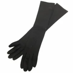 セリーヌ CELINE ヴィンテージ レザーグローブ ロング 手袋 黒 ブラック 7 ☆AA★のサムネイル