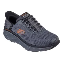 スケッチャーズ メンズ シューズ スニーカー リラックスフィット Skechers Hands Free Slipins Relaxed Fit DLux Walker 20 Rezinate Menshoes Charcoal Orange チャコール