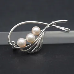 R385 本真珠 5.7mm珠 パール SILVER刻印 ブローチ デザイン シルバー コサージュ 6月誕生石