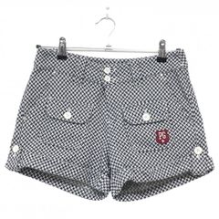 超美品】パーリーゲイツ ショートパンツ 白×ネイビー 千鳥格子調 表微