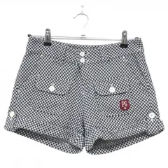 【超美品】パーリーゲイツ ショートパンツ 白×ネイビー 千鳥格子調 表微起毛 コットン100％  レディース 0(S) ゴルフウェア PEARLY GATES