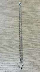 [Y0301]GUESS　ゲス　シルバー　メッキ　ネックレス　ハート　レディース　ラインストーンのサムネイル