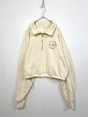 mily bilet ミウィビレット mi1329007 裏起毛胸刺繍ハーフジップクロップド丈裾スピンドル スウェット sizeL/ベージュ ◆■レディース