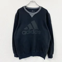 古着 used　adidas　アディダス　スウェット/トレーナー　前V　デカロゴ　黒　ブラック　2XOサイズ【値引き交渉OK！】