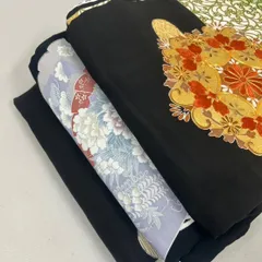 黒留袖 着物 正絹 3着 黒留袖まとめ売り リメイク材料 m-1013