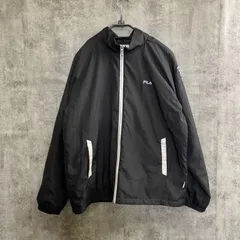 【k-167】FILA ナイロンジャケット 黒色 ブラック メンズLL ウインドブレーカー ロゴ スポーツ フィラ アウター