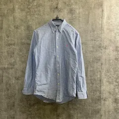 【T-299】Ralph Lauren シャツ M ギンガムチェック ラルフローレン メンズ 長袖シャツ CUSTOM FIT ボタンダウンシャツ ワンポイントロゴ 古着 カジュアル ストリート