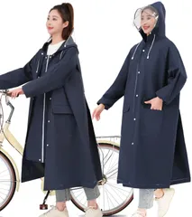 [KASIMOY] レインコート レディース メンズ 用 【二重透明レインバイザー付き】 レインウェア 自転車 リュック対応 ロング丈 レインコート ポンチョ かっぱ 自転車 防風防水 雨具 超軽量 豪雨 台風 梅雨対策 レインポンチョ 男女兼用 通勤