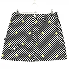【超美品】パーリーゲイツ スカート 白×ダークネイビー 斜めストライプ ニコちゃん総柄  レディース 1(M) ゴルフウェア PEARLY GATES