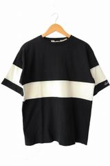 グッドイナフ GOODENOUGH 90s Line Tee ロゴ刺繍 ライン Tシャツ M 黒 ブラック ブランド古着ベクトル 中古●260302