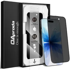 【新品】 OAproda iPhone 17/16Pro用 ガラスフィルム 覗き見防止 【1枚が3枚に匹敵】多重強化ガラス 新型ガイド枠 超簡単貼り付け 自動除塵 いPhone17 16pro 保護フィルム プライバシー のぞき見防止 全面保護 耐衝撃 9 1