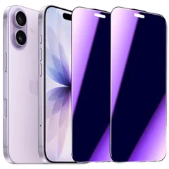 【新品】 【360°覗き見防止 + ブルーライトカット】 NIUZHAI ガラスフィルム iPhone 17/iPhone 16 Pro用 360°上下左右つ方向のぞき見防止 ブルーライト 保護フィルム【 視力を保護 目の疲れ軽減ぐ 防ぎ 目に優しい】 高 1