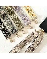 インド刺繍リボン ショルダーベルト スマホショルダー ショルダーストラップ 太め 斜めがけ Smoky Garden