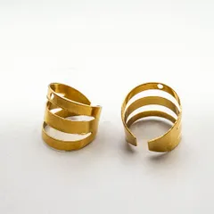 ＊10個＊ ステンレス イヤーカフ パーツ 金色 穴有り イヤリング カフピアス ハンドメイドパーツ pe067h