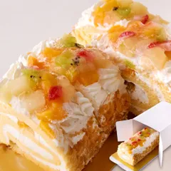 ★送料無料★ フルーツケーキ ロールケーキ 白桃 黄桃 ピーチ イチゴ 苺 キウイ 生クリーム 大きい サイズ 美味しい 誕生日 記念日 4人前 5人前 【sm00010774】のサムネイル