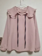 ダレ フリル カラー ブラウス ピンク