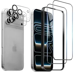 【新品】 DZHFU 【4枚入り】iPhone 17 Pro max ガラスフィルム 6.9インチ 高透過率 全面保護フィルム 硬度10Ｈ 滑らかなタッチ操作 指紋付着防止 気泡防止 ガイド枠付き 貼り付けは簡単 【アイフォン17 プロマックス強化ガラスフ 1