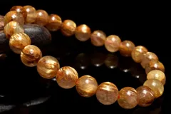 【１点物】AA+☆板状金針 ゴールドルチルクォーツ　7.5mm　ブレスレット パワーストーン 天然石 _MC6009