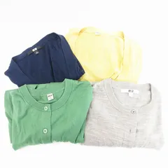 ユニクロ UNIQLO 4点セット カーディガン ニット 長袖 XS S 緑 グリーン 紺 ネイビー 黄 イエロー グレー /UD