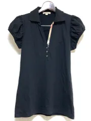 美品　バーバリーブリット　BURBERRY BRIT 　半袖ポロシャツ　黒　ノバチェックトリム　パフスリーブ　Ｌサイズ　送料無料