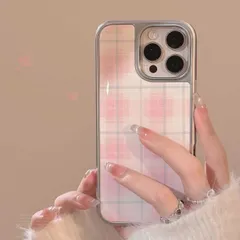 【可愛い人気新作】iPhone17Proケース チェック　ピンク 光沢 おしゃれ シンプル かわいい バイカラー 学生 女の子 ガーリー iPhone16Proケース iphone15ケース iphone16ケース スマホケース アイフォンケース