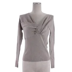 マーキュリーデュオ MERCURYDUO ロングスリーブ アシンメトリー ツイスト リブ ニット 長袖 F ベージュ ■FF