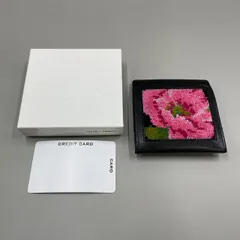 新品未使用　FEILER フェイラー　小銭入れ　コインケース　ミニ財布　花柄　フラワー　レザー　黒　ブラック