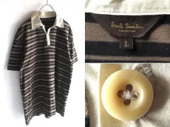 最高級ライン Paul Smith COLLECTION ポールスミス コレクション カットソー生地 ボーダー 開襟 オープンカラー ポロシャツ L