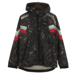 カッパ kappa ウィンドブレーカー ジャケット フーディ 総柄 ブラック系 S ■GY12