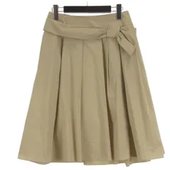 フォクシーニューヨーク FOXEY NEW YORK フロントリボン タック スカート ベージュ 40 ■GY43