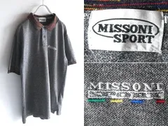 MISSONI SPORT ミッソーニ スポーツ ロゴ刺繍 カラフルリブ メランジニット鹿の子 ポロシャツ L-XL相当 杢グレー ビンテージ オールドのサムネイル