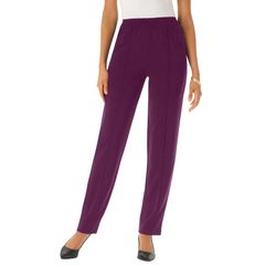 ロアマンズ レディース ボトムス カジュアルパンツ プラスサイズ ニット Roamans Womens Plusize CreaseFront Knit Pant Dark Berry