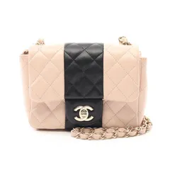 シャネル CHANEL ショルダーバッグ ミニマトラッセ A35200 ピンクベージュ/ブラック ラムスキン（羊革） ミニマトラッセ チェーンショルダー レディース Used A