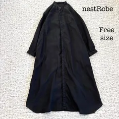 nest Robe ネストローブ リネンバンドカラーシャツワンピース 羽織り ブラック