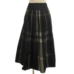 アウィーエフ Auie F プリーツ スカート ロング チェック ネイビー 38 ■FF