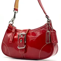 美品● COACH コーチ ショルダーバッグ ワンショルダー アクセサリーポーチ エナメル レッド