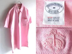 美品 Brooks Brothers ブルックスブラザーズ EXTRA SLIM FIT 羊ロゴ刺繍 スリムフィット 鹿の子 BDポロシャツ M ピンク