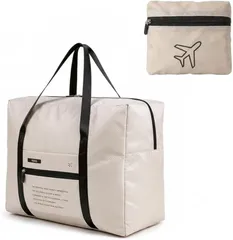 JP Number キャリーオンバッグ 折り畳み ボストンバッグ 小さめ 大容量 旅行 機内持ち込み (ベージュ)