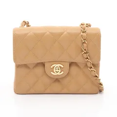 シャネル CHANEL ショルダーバッグ ミニマトラッセ ベージュ レザー カーフ（牛革） ミニマトラッセ チェーンショルダー レディース Used A