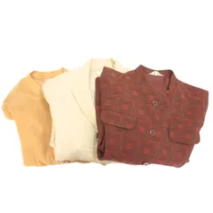 里麻 ジャケット 総柄 メッシュ ボルドー ベージュ系 オレンジ系 9 M 3点セット